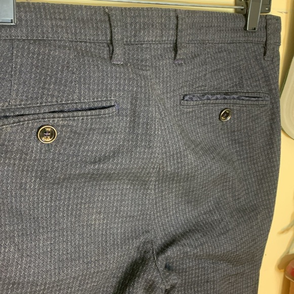 Ted Baker 30R Twill Weave Microprint Chino’s in Charcoal / Navy Lapaz - Picture 11 of 15